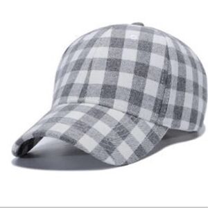 Cocus Pocus Buffalo Check Plaid Hat - Grey/Cream Small Check Baseball Cap NEW